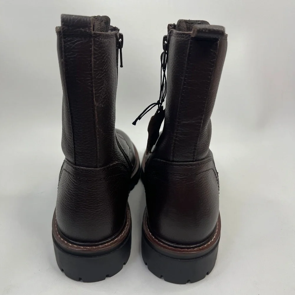 NWT ALBERTO TORRESI GENUINE LEATHER Mid-Calf Front Side‎ Zip Brown Boots 40 US 9